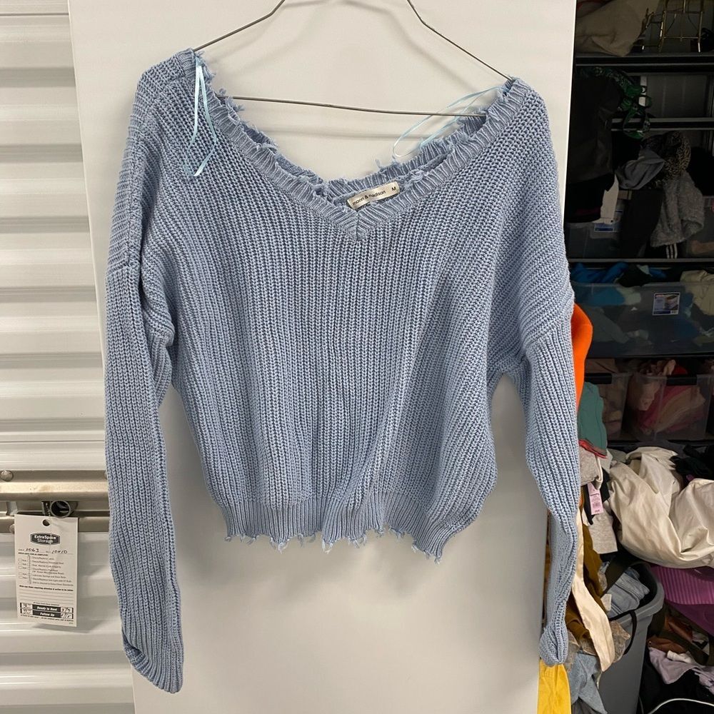 Moon & Madison Distressed Knit Sweater